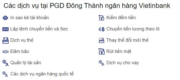 Dịch vụ vietinbank đông thành