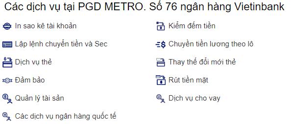 Dịch vụ vietinbank Metro